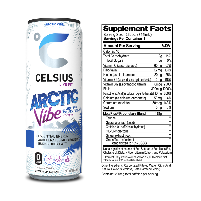 CELSIUS Sparkling Arctic Vibe Essential Energy Drink 12oz Can