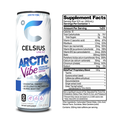 CELSIUS Sparkling Arctic Vibe Essential Energy Drink 12oz Can