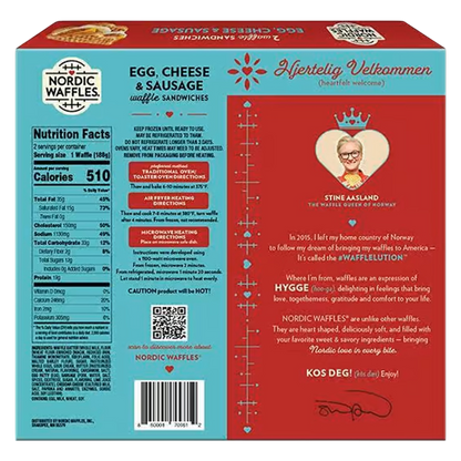 Nordic Waffles Sausage, Egg & Cheese Waffle Sandwich 2ct