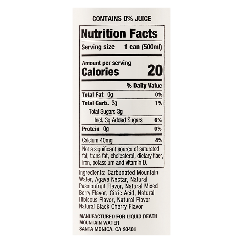 Liquid Death Sparkling Water Berry It Alive 16.9oz King Size Can