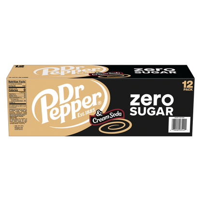 Dr Pepper & Cream Soda Zero Sugar 12pk 12oz Can