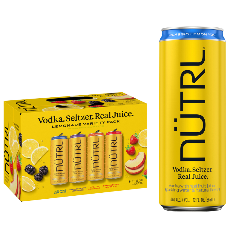 NUTRL Vodka Lemonade Variety Pack 8pk 12oz Slim Cans 4.5% ABV