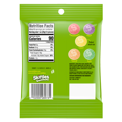 SKITTLES Sour Gummies Gummy Candy Assortment, 5.8 oz Bag