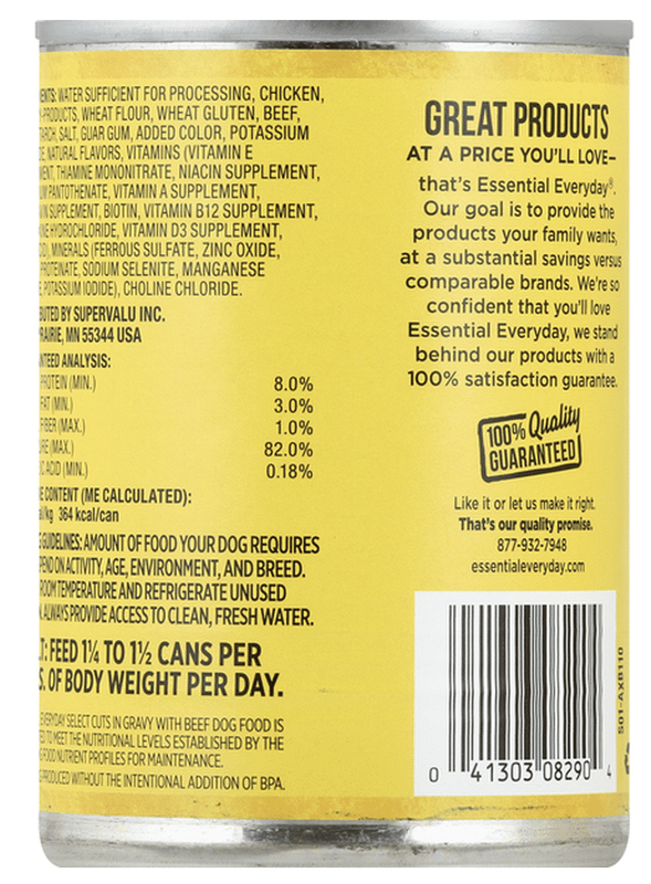 Essential Everyday Canned Beef Cuts Dog Food - 13.2oz
