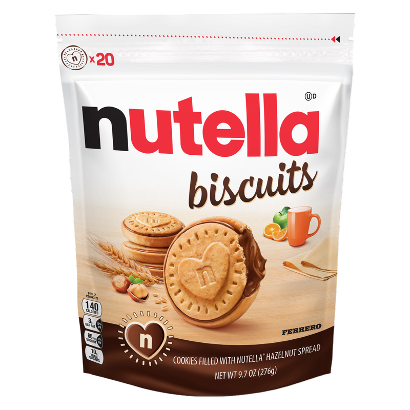 Nutella Biscuits, 20 Count Cookies, Hazelnut Spread with Cocoa, Kids Snacks, 9.7 oz