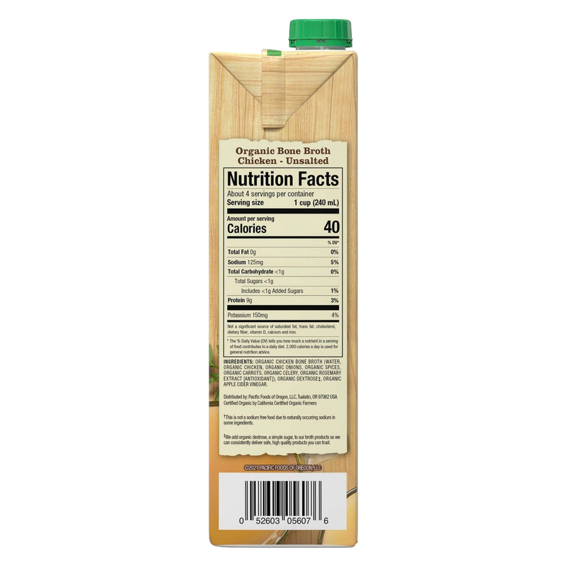 Pacific Foods Organic Unsalted Chicken Bone Broth 8oz