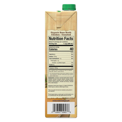 Pacific Foods Organic Unsalted Chicken Bone Broth 8oz