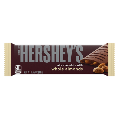 HERSHEY'S Milk Chocolate with Whole Almonds Full Size, Candy Bar, 1.45 oz