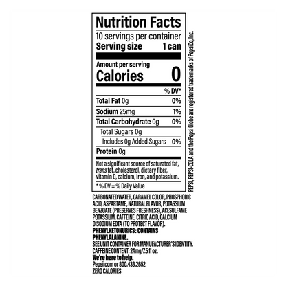 Pepsi Zero Sugar 10pk 7.5oz Mini Can