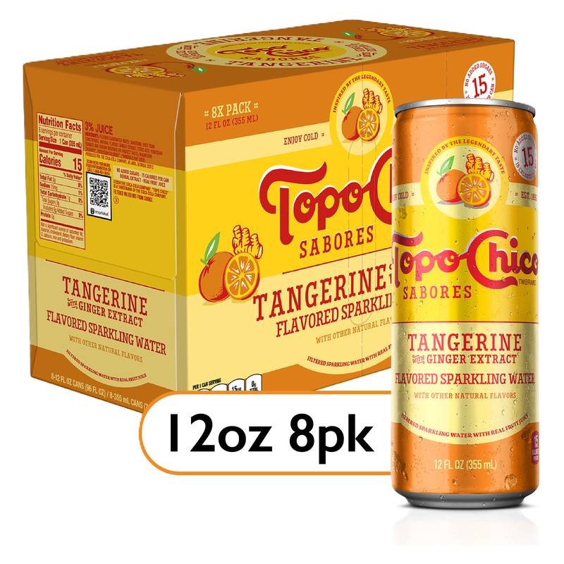 Topo Chico Sabores Tangerine with Ginger Extract Flavored Sparkling Water 8pk 12oz Can