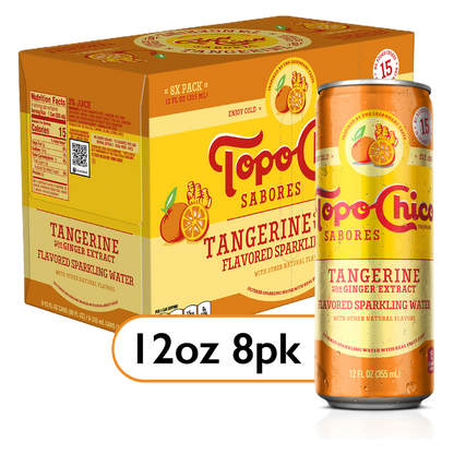 Topo Chico Sabores Tangerine with Ginger Extract Flavored Sparkling Water 8pk 12oz Can