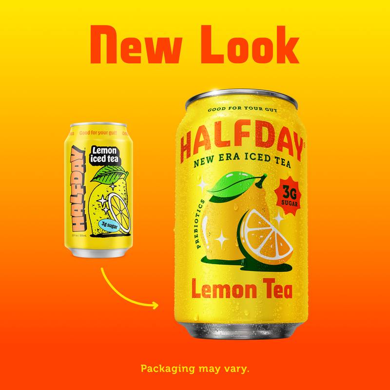 Halfday Lemon Prebiotic Iced Tea 3pk 12oz Can