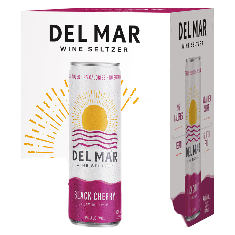 Del Mar Black Cherry Seltzer 4pk 355ml Can