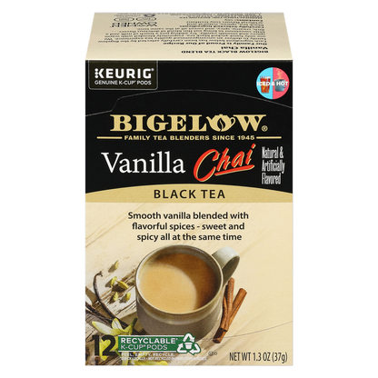 Bigelow Tea Vanilla Chai Caffeinated Black Tea K-Cups 12ct