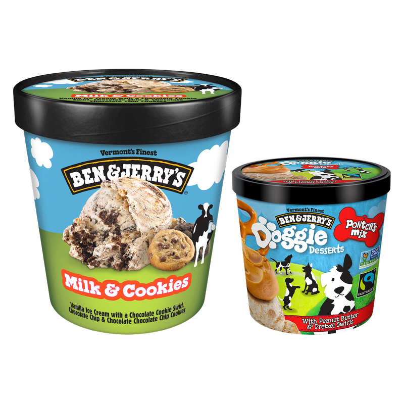Ben & Jerry's Doggie Desserts Peanut Butter & Pretzel + Milk & Cookies Ice Cream Bundle