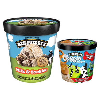 Ben & Jerry's Doggie Desserts Peanut Butter & Pretzel + Milk & Cookies Ice Cream Bundle