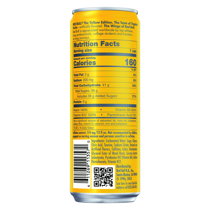 Red Bull Energy Drink The Yellow Edition Tropical 12oz Can