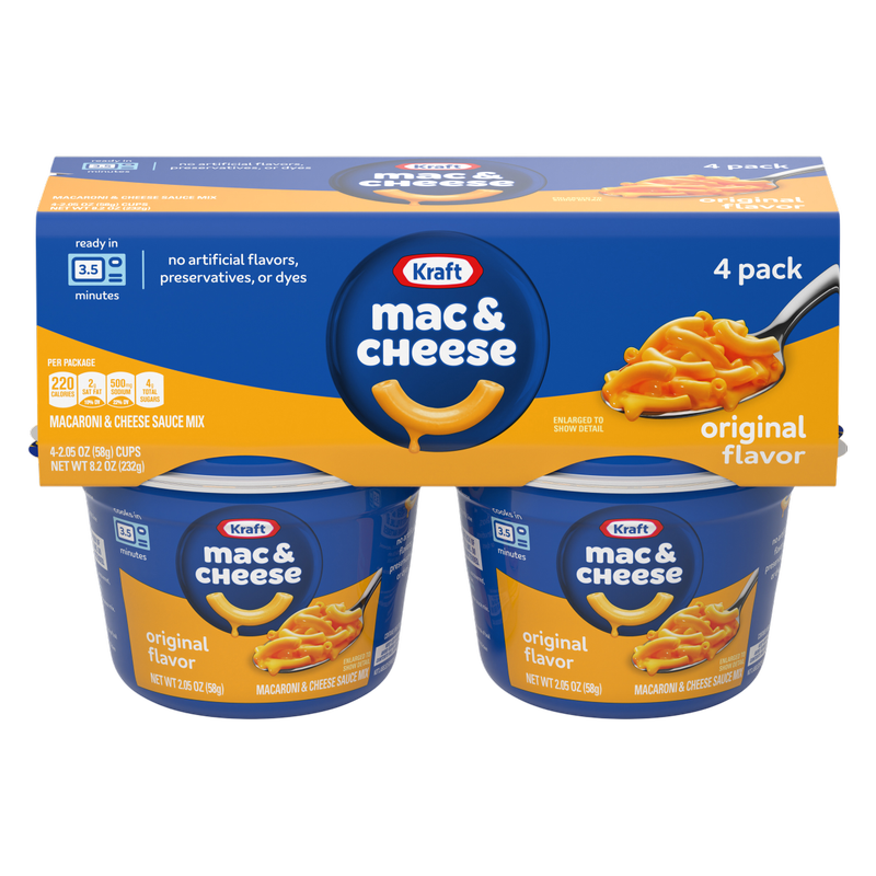 Kraft Original Mac and Cheese Cups Easy Microwavable Dinner, 4ct.