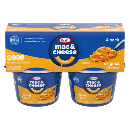 Kraft Original Mac and Cheese Cups Easy Microwavable Dinner, 4ct.