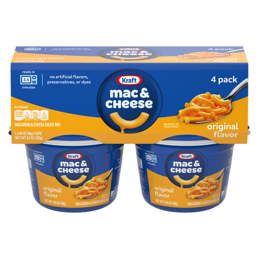 Kraft Original Mac and Cheese Cups Easy Microwavable Dinner, 4ct.