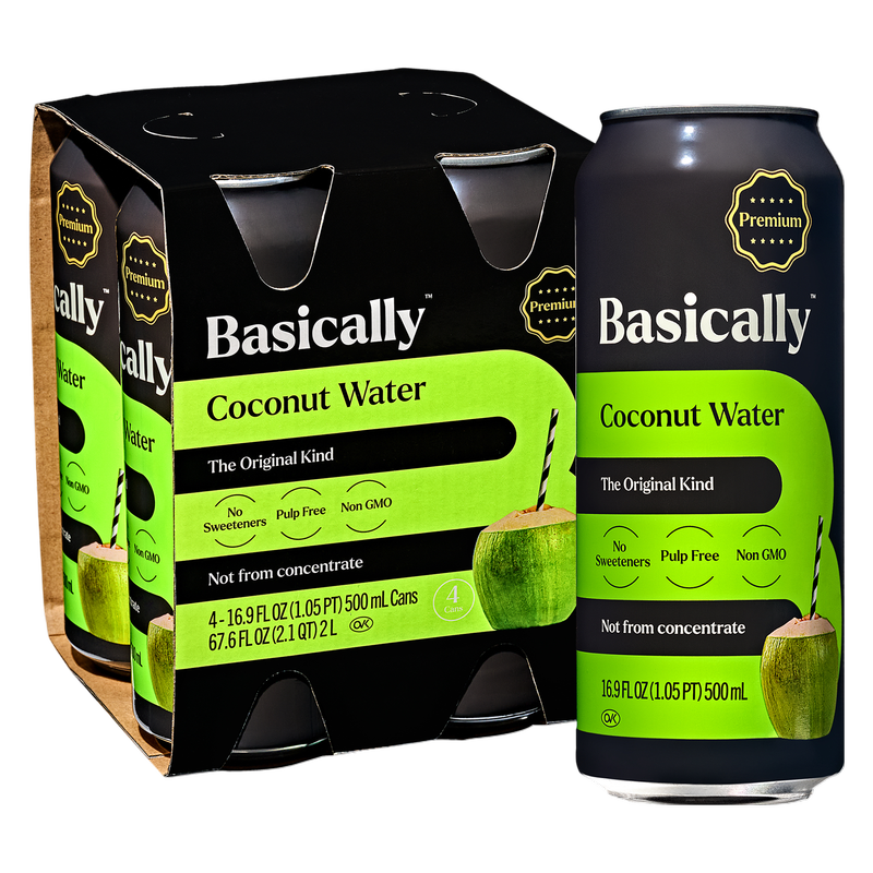 Basically Premium Coconut Water 4pk 16.9oz Can