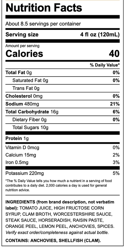Big Daddy's Bloody Mary Mix 34oz Btl