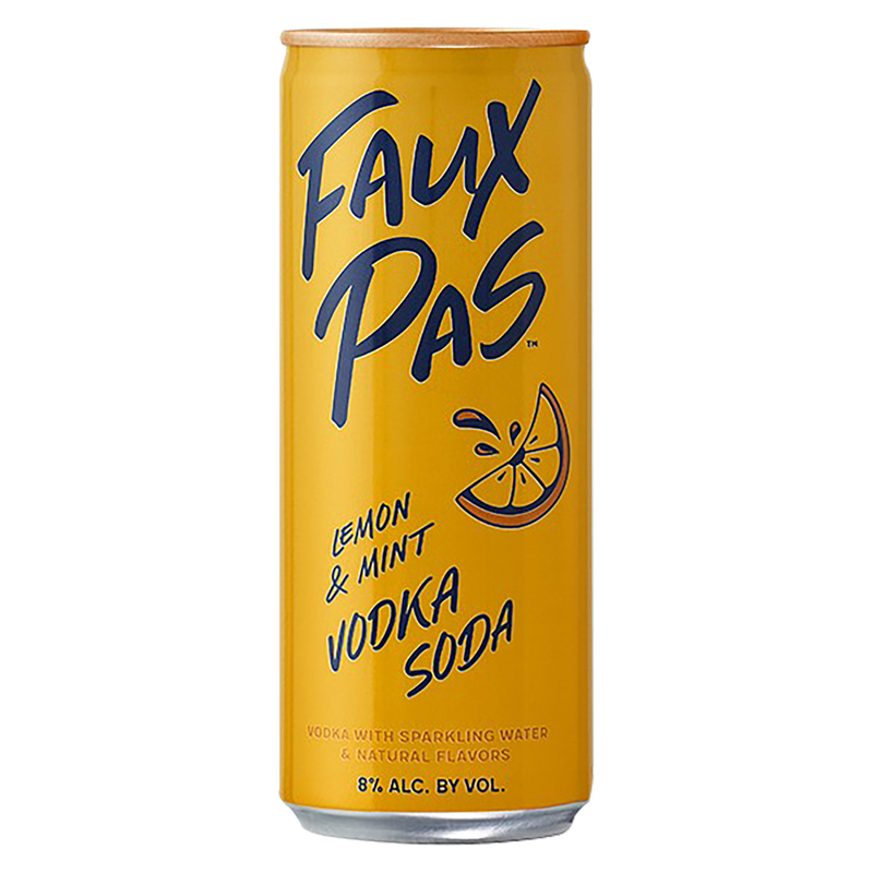 Faux Pas Lemon & Mint Vodka Soda 4pk 250ml Can 8.0% ABV