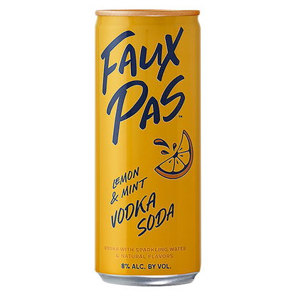 Faux Pas Lemon & Mint Vodka Soda 4pk 250ml Can 8.0% ABV