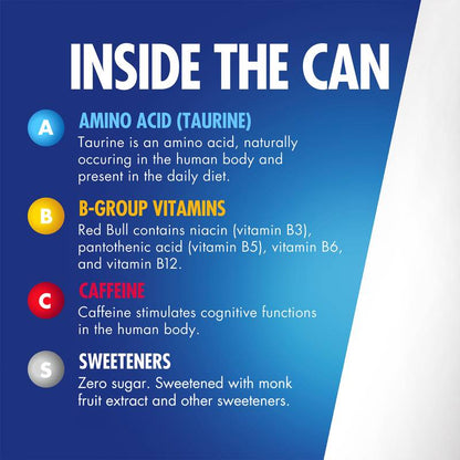 Red Bull Zero Energy Drink 4pk 12oz Can- XL