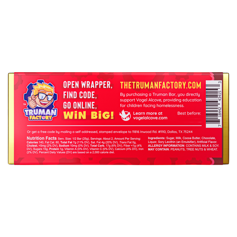 Truman Bar Milk Chocolate 1.75oz
