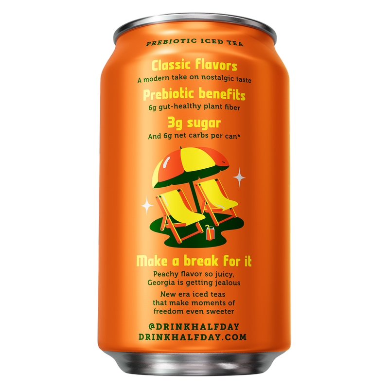 Halfday Peach Prebiotic Iced Tea 12oz Can