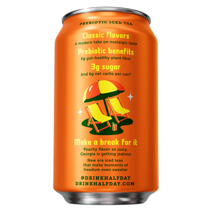 Halfday Peach Prebiotic Iced Tea 12oz Can