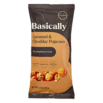 Basically Premium Caramel Cheddar Mix Small Batch Popcorn 5.5oz