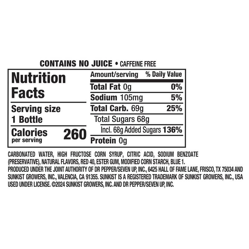 Sunkist Raspberry Blood Orange Soda 20oz Btl