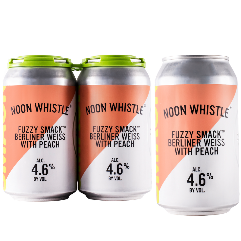 Noon Whistle Fuzzy Smack Peach Berliner Weisse Sour 4pk 12oz Can 4.6% ABV