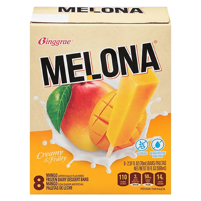 Melona Frozen Dairy Dessert Bars, Mango, 8ct