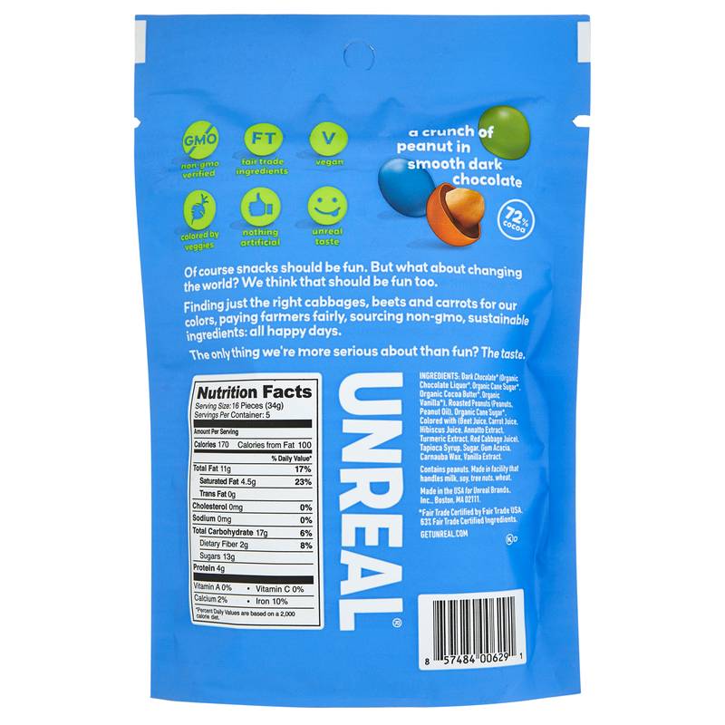 Unreal Dark Chocolate Peanut Gems, 6oz