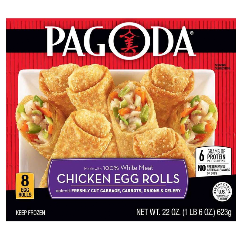 Pagoda Frozen 100% White Meat Chicken Egg Rolls 8ct 22oz