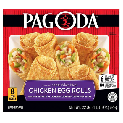 Pagoda Frozen 100% White Meat Chicken Egg Rolls 8ct 22oz