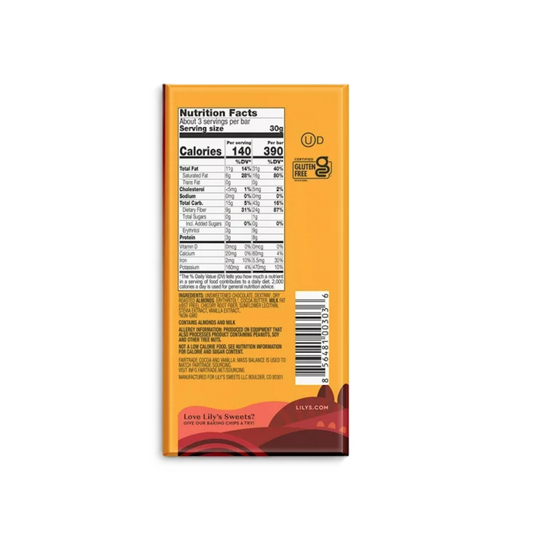 Lily's Milk Chocolate Salted Almond Bar 3oz