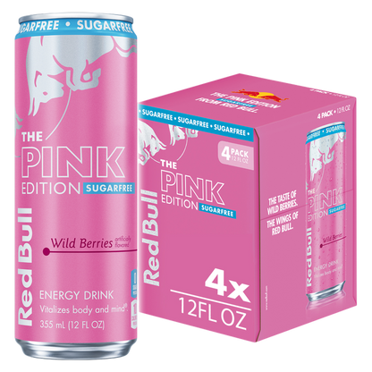 Red Bull Sugar Free Pink Edition Wild Berries 4pk 12oz Can- XL