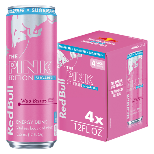 Red Bull Sugar Free Pink Edition Wild Berries 4pk 12oz Can- XL