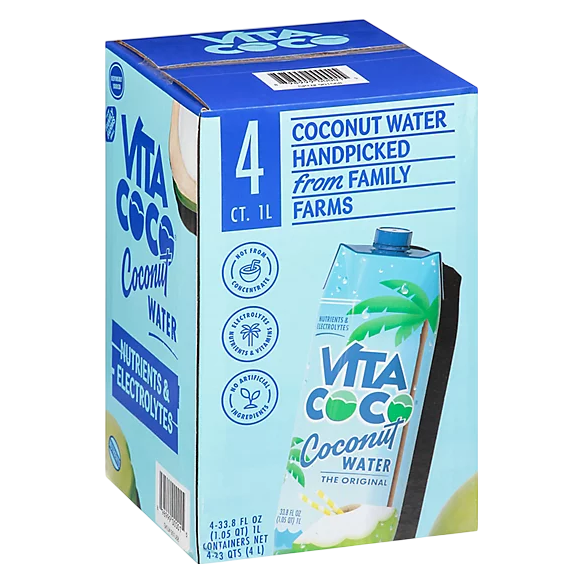Vita Coco Pure Coconut Water 4pk 1L Ctn- XL