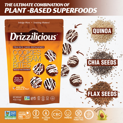 Drizzilicious Drizzled Cookies & Cream Mini Rice Cake, 4oz