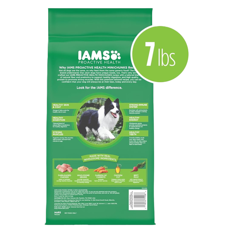 IAMS Proactive Health Minichunks Chicken and Whole Grain Recipe Dry Dog Food, 7 lb Bag