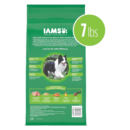 IAMS Proactive Health Minichunks Chicken and Whole Grain Recipe Dry Dog Food, 7 lb Bag