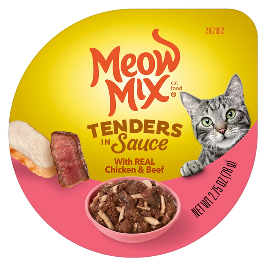 Meow Mix Tenders in Sauce Chicken & Beef 2.75oz