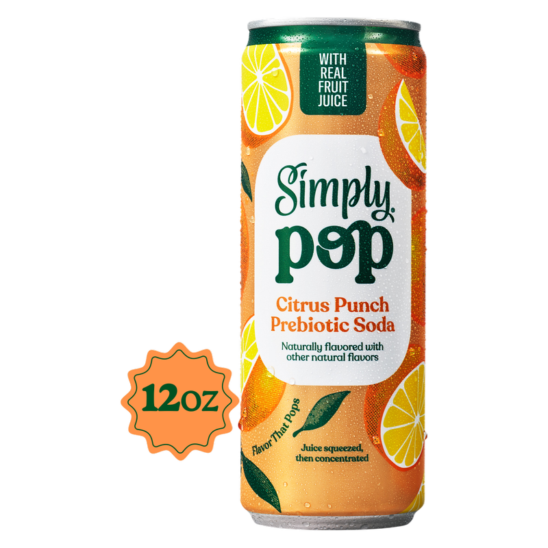 Simply Pop Citrus Punch Prebiotic Soda 12oz Can
