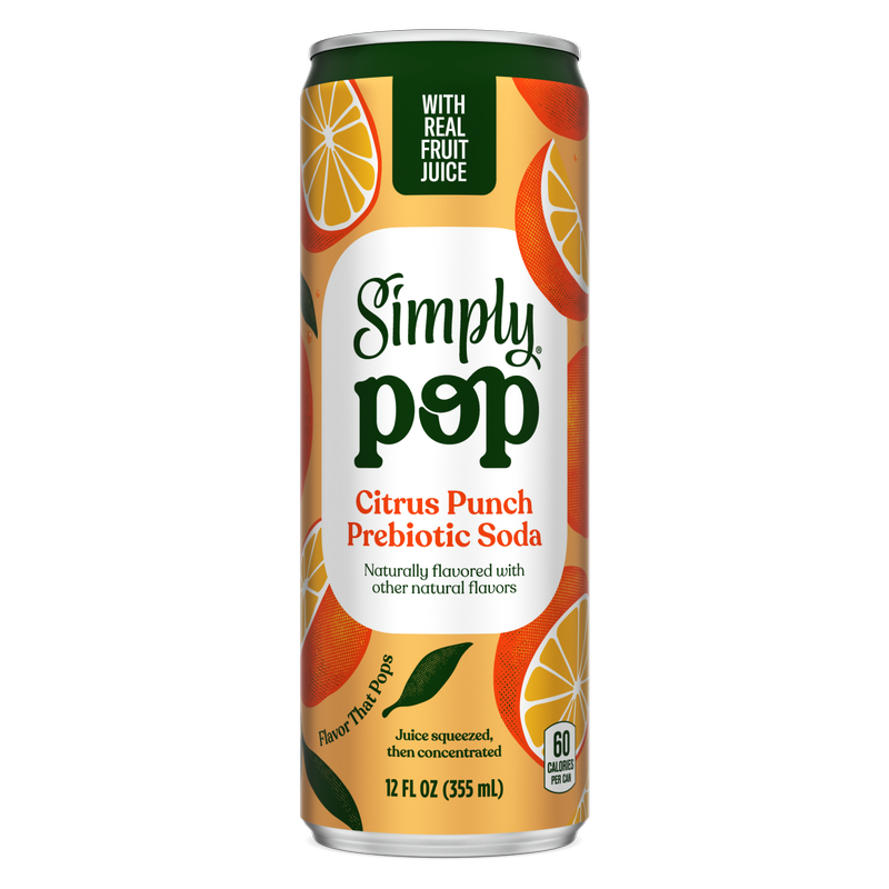 Simply Pop Citrus Punch Prebiotic Soda 12oz Can