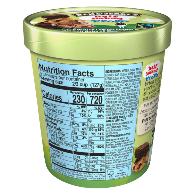 Ben & Jerry's Half Baked Fro-Yo Frozen Yogurt 16oz